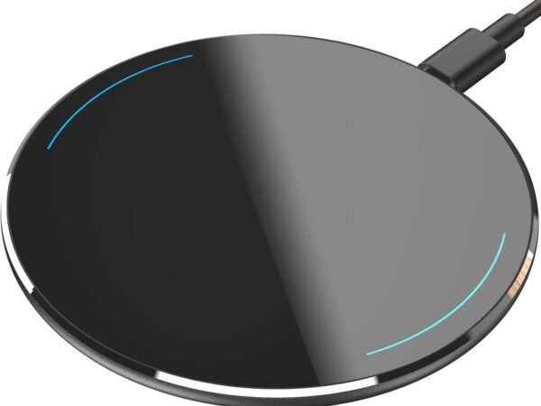 W1 New Anti-Slip Aircraft-Grade Aluminum Wireless Charger 15W Max Fast Wireless Charging Pad Compatible with iPhone 17/17 Pro/17 Pro Max/Air/16/15/SE Series, Samsung Galaxy S25/S24, Ink Black