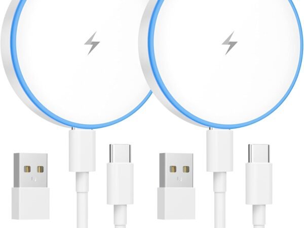 MagSafe Charger 2 Pack 15W Magnetic Wireless Charger Fast Charging Pad Compatible with iPhone 17/16/15/14/13/12 Series & AirPods 4/3/2/Pro Magnetic MagSafe Charging Pad with Dual Ports