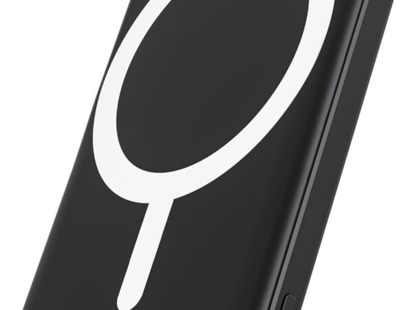 for Magsafe Battery Pack, 5000mAh Magnetic Power Bank with Type-C Cable 20W PD Fast Charging Lighting Input Wireless Portable Charger for iPhone 17/16/15/14/13/12/ All Series-Black