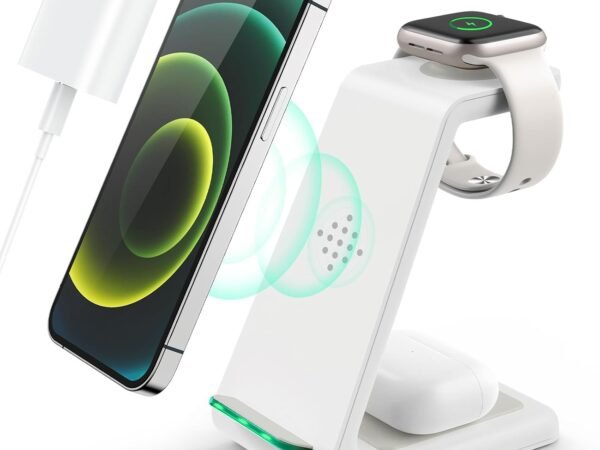3 in 1 Wireless Charging Station, 2026 Upgraded Fast Desk Charger Station for iPhone 17 16 15 14 13 12 Pro Max Plus, Charger Stand for  Watch 11 10 9 8 7 6 5 4 3 2 Ultra SE, Airpods 4 3 2 Pro