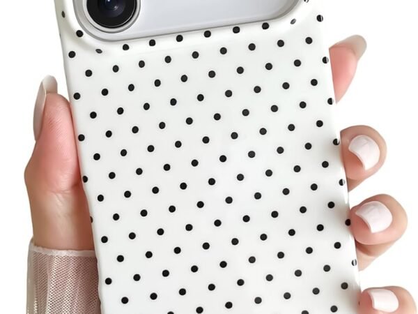 for iPhone 17 Pro Max Case Cute Polka Dot Phone Case Soft TPU Slim Shockproof Phone Cover for Women Girls, White