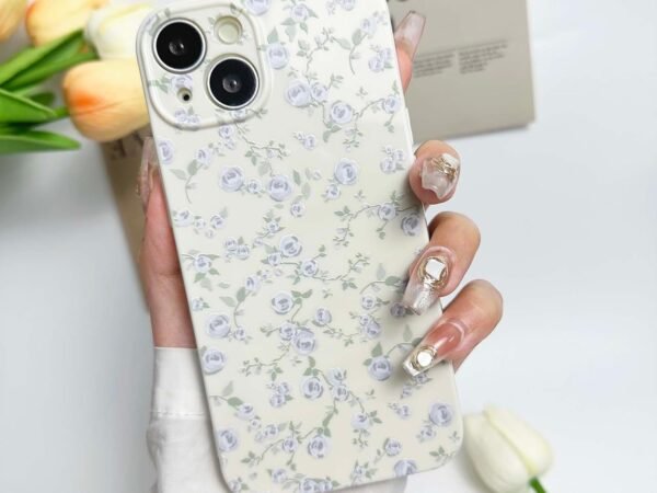 Floral Case for iPhone 13 Cute Flower Rose Pattern Aesthetic Vintage Girls Women,Oil Flowers Girly Trendy Slim Fit TPU Shockproof Protective Cover, Beige