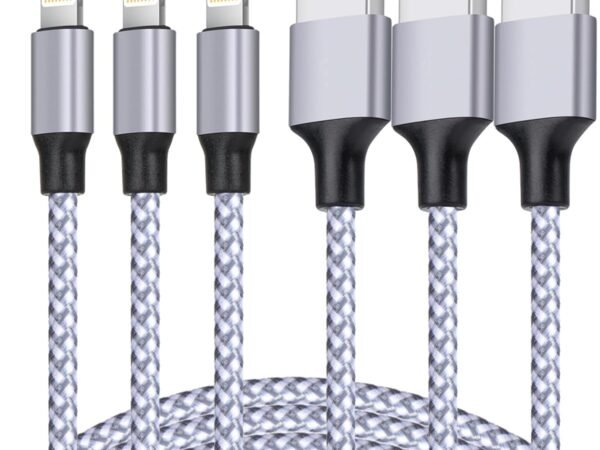 for iPhone Charger, [MFi Certified] Lightning Cable 3PACK 6FT Nylon Braided USB Charging Cable High Speed Transfer Cord Compatible with iPhone 14/13/12/11 Pro Max/XS MAX/XR/XS/X/8/iPad